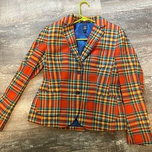 Orange Plaid Hilfiger Blazer
